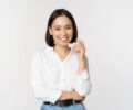 Young,Asian,Woman,,Professional,Entrepreneur,Standing,In,Office,Clothing,,Smiling